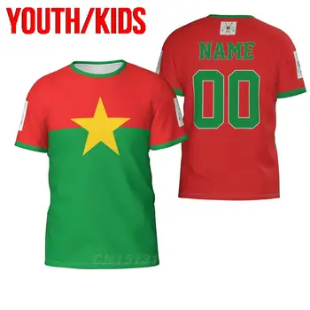 Jaunimo vaikai Individualus vardas Numeris Burkina Fasas Šalies vėliava 3D marškinėliai Drabužiai Marškinėliai Berniukas Mergaitė Trišakiai Viršūnės Gimtadienio dovana JAV dydis