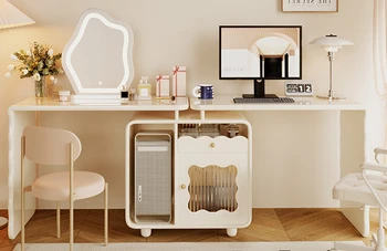 Kreminio stiliaus kampinis stalas, namų šviesos prabanga, modernus chalatas, biuro kompiuterio stalas