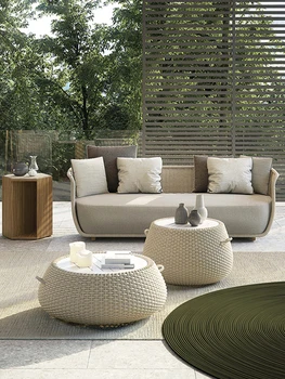 Lauko rotango sofa sodo balkonas lauko apsauga nuo saulės laisvalaikio sofa homestay sodas saulės kambarys Rotango sofos derinys