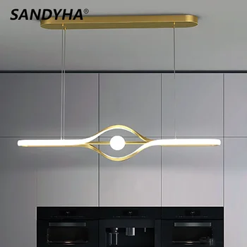 Led šviestuvas Paprastas kūrybinis juodas auksinis pakabukas Šviesa 2023 Šiaurės šalių restoranas svetainei Virtuvė Pakabinama namų dekoro lempa
