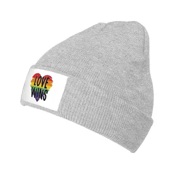 Meilė laimi vėliavą Megzta skrybėlė Beanie žieminės kepurės Šiltos spalvos LGBT pasididžiavimas Vaivorykštės kepurės vyrams moterims