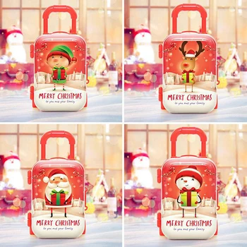 Mini kalėdinis lagaminas Bagažinė Bagažinė Lėlių namelio dekoravimas Miela lėlės saldainių sausainių laikymo dėžutė Alavo dovanų dėžutė