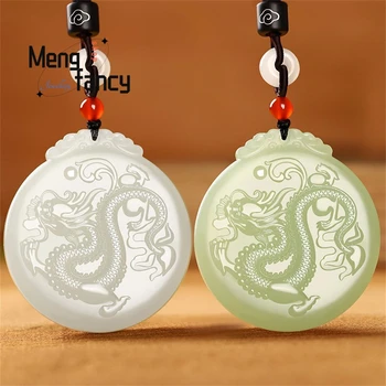 Natural Hetian Green White Jade Zodiac Dragon Išskirtiniai talismanai Rankdarbiai Aukštos kokybės mados papuošalai Geriausiai parduodama atostogų dovana