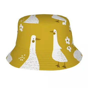 Naujos mados kaušinės kepurės Žvejo kepurės moterims Vyrai Gorras Vasaros mielos žąsys pievoje