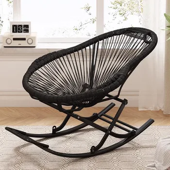 Nešiojama juoda svetainės kėdė Modernus elastingas grindų supamasis kambarys Kėdė Poilsio kambarys Atlošas 