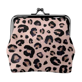 Pink Leopard Print Moteriškos odos monetų piniginė Mažas persirengimo maišelis su 