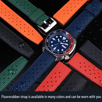Premium klasės tropikų guminė laikrodžio juosta 20mm 22mm skirta Seiko SRP777J1 Nauji laikrodžių dirželiai Nardymo vandeniui atspari apyrankė Juoda mėlyna spalva