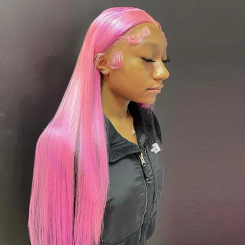 Skaidrus 13x4 13x6 nėrinių priekinis perukas 613 Pink Body Wave Brazilijos žmogaus plaukų perukai juodaodėms moterims Iš anksto nupešti