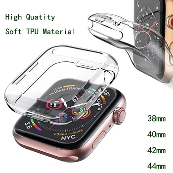 Skaidrus Apple Watch serijos dangtelis7 6 5 4 38 / 42mm 44/40mm 41/45mm 360 Full Soft Clear TPU ekrano apsaugos dėklas iWatch