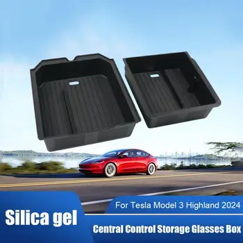  skirtas Tesla Model 3 2024 Highland Center konsolės porankių laikymo dėžės organizatorius Central Flocking ABS automobilių laikymo priedai