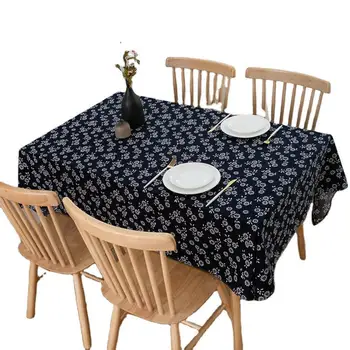 Staltiesė tamsiai mėlyna gėlėta staltiesė retro studijos restorano audinys medvilninis linas arbatos staliuko audinys vestuvių dekoravimas