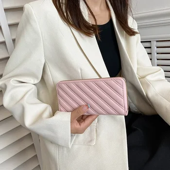 The New Fashion All Match Personality Trend Women's Purse Long Solid Color Hand Rankse Large Capacity Money Clip