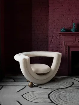 Šiaurės šalių dizaineris Creative Įperkamas prabangus mados stilius Lambswool Sofa Modelio kambarys Svetainė Miegamasis Viengulė laisvalaikio kėdė