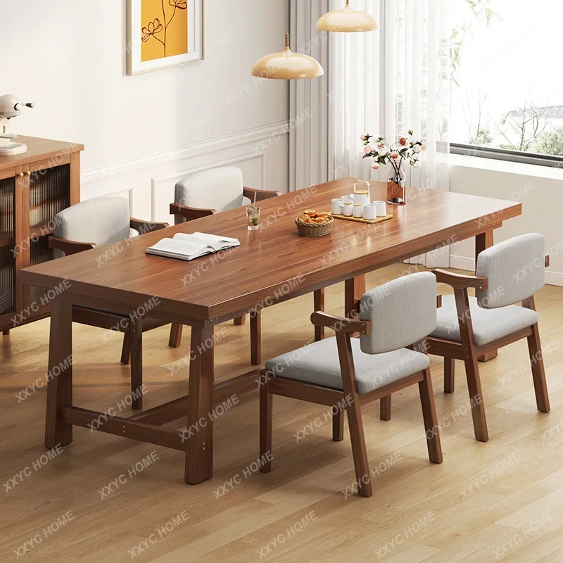 Valgomojo stalas Medžio masyvo kojų stalas ir kėdės derinys Namų ūkio mažas buto stalas